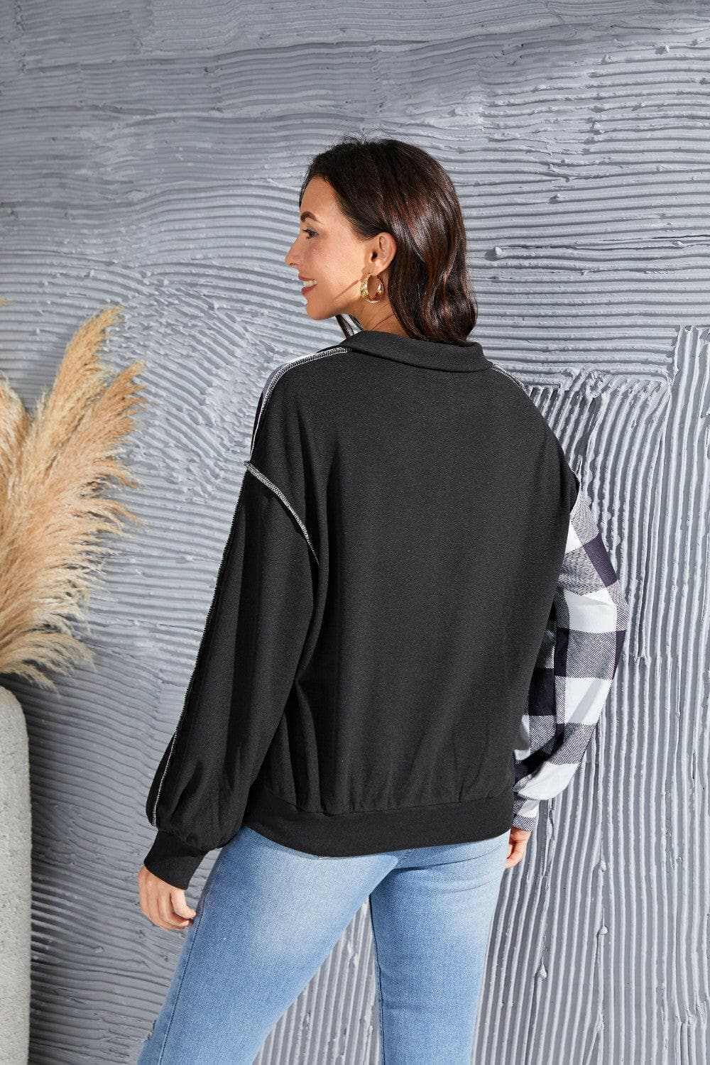 Chic plaid long sleeve top - Love Salve